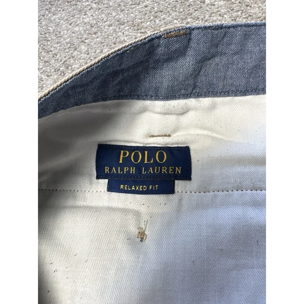 Polo Ralph Lauren Mens Size 42 Chino Shorts Relaxed Fit Tan Beige Pockets Pony